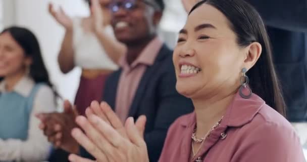 Business Kvinder Publikum Team Klapper Møde Succes Tillykke Eller Ros – Stock-video