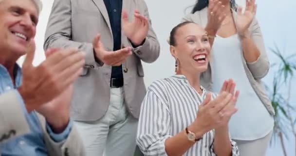 Gente Negocios Feliz Aplausos Para Celebración Con Éxito Para Logro — Vídeos de Stock