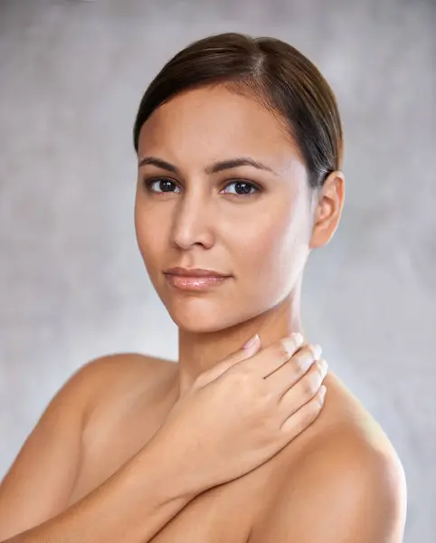 Belleza Natural Retrato Con Mujer Cuidado Piel Para Resplandor Salud — Foto de Stock
