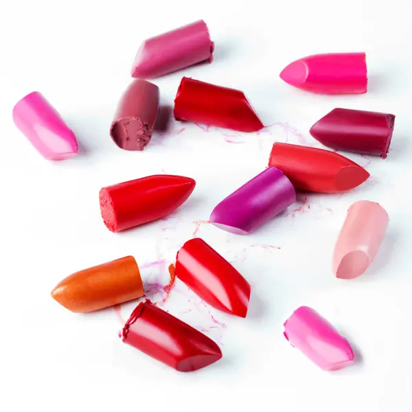 Lipstick Makeup Cuts Studio Product Beauty Luxury Cosmetics White Background — Stock Photo, Image