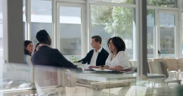 Meeting Planning Teamwork Group Business People Boardroom Office Together Collaboration — Stock Video