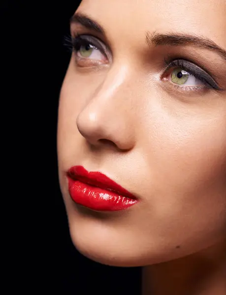 Schönheit Kosmetik Und Make Nahaufnahme Weibliche Person Und Lippenstift Auf — Stockfoto
