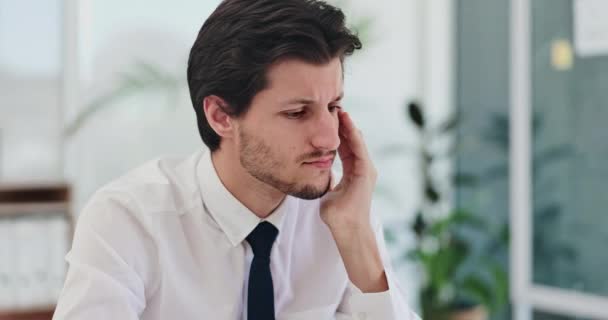 Mal Testa Stress Uomo Affari Carica Con Burnout Fallimento Errore — Video Stock