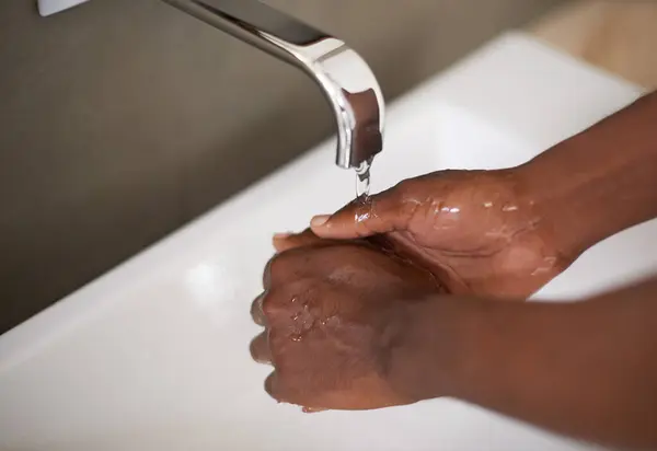 Aanrecht Water Handen Wassen Voor Hygiëne Bacteriën Schoonmaakvirus Voor Gezondheidszorg — Stockfoto