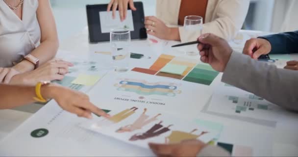 Modeontwerper Papier Planning Ontmoeting Met Creatieve Strategie Keuze Feedback Beslissing — Stockvideo