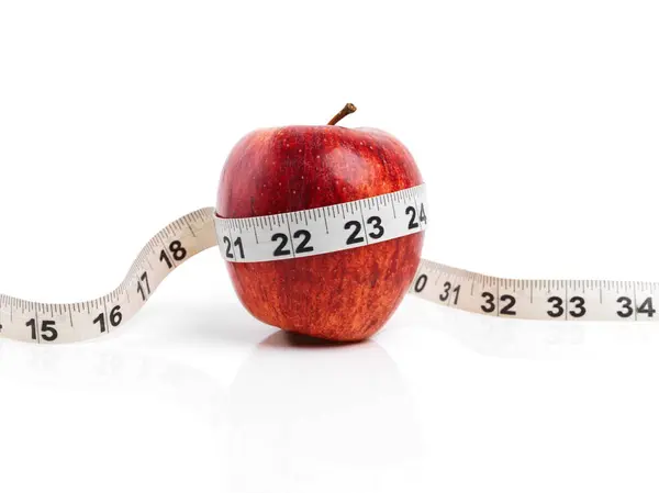 Apple Wellness Tape Measure Red Fruit Studio Isolated White Background Royalty Free Stock Images
