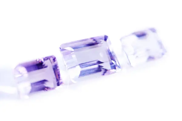 Amethyst Rocks Gem Studio White Background Natural Resource Jewelry Baguette — Stock Photo, Image