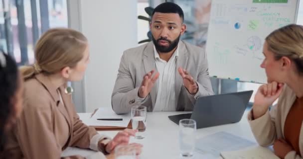 Pessoas Negócios Reunião Líder Com Feedback Conversa Planejamento Com Brainstorming — Vídeo de Stock