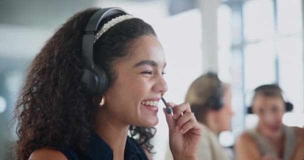 Wanita Konsultan Dan Komunikasi Call Center Untuk Dukungan Pelanggan Layanan — Stok Video