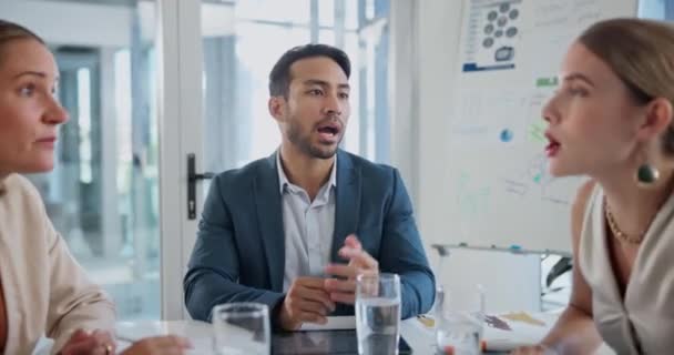 Adamları Ofis Şirket Performansı Iletişimi Konusunda Fikir Ayrılıkları Toplantılarda Bıkkınlık — Stok video