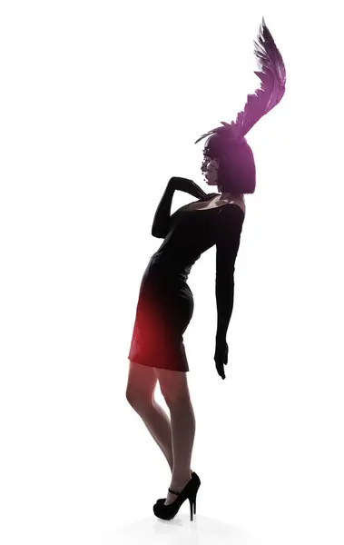 Woman Feather Head Fashion Studio Fantasy Magic Unique Creativity Art — Stock Photo, Image