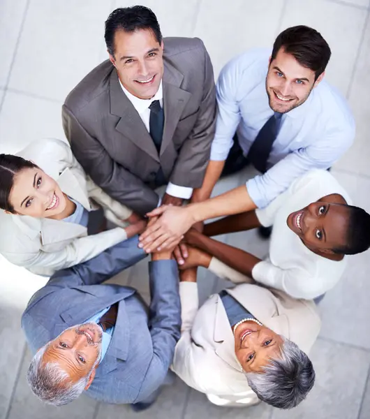Business People Portrait Team Huddle Hands Community Support Unity Colleagues — Stock Photo, Image