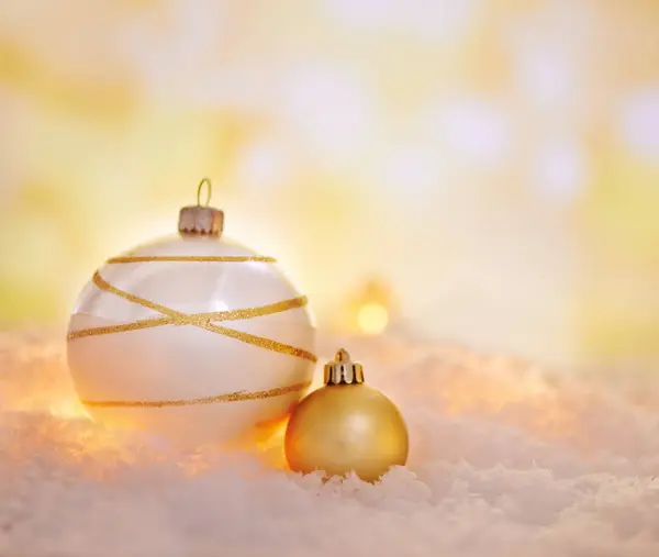 Navidad Luces Bolas Para Decoración Nieve Con Espacio Maqueta Invierno — Foto de Stock