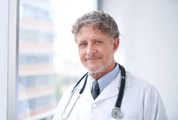 Senior Man Doctor Smile Portrait Office Healthcare Medical Support Medicine — Stock Photo, Image