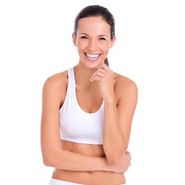 Gezondheid Portret Vrouw Ondergoed Voor Fitness Ontspanning Wellness Met Een — Stockfoto