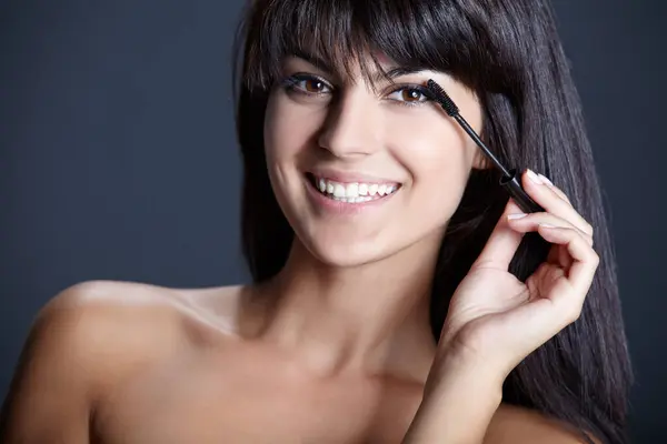 Belleza Maquillaje Retrato Mujer Con Rímel Para Cuidado Piel Spa —  Fotos de Stock