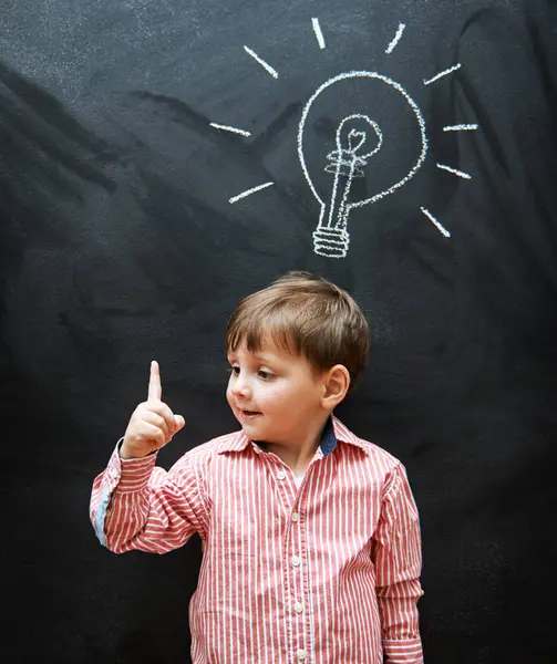 Child Solution Lightbulb Chalkboard Ideas Learning Education School Answer Questions Royalty Free Stock Images
