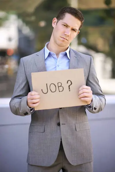 Cartaz Sem Emprego Estresse Para Homem Com Terno Livre Adulto — Fotografia de Stock