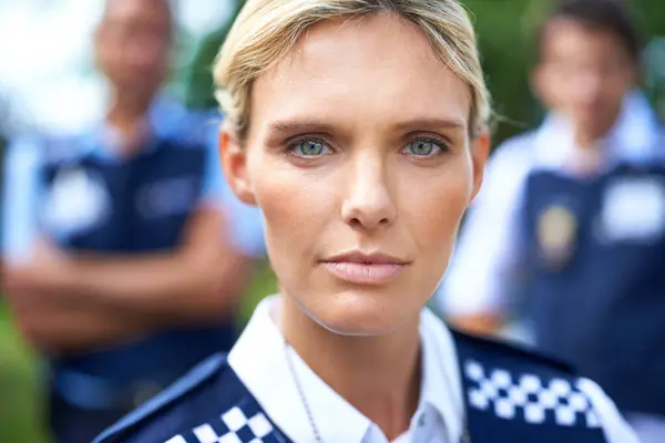 Guardia Forze Dell Ordine Ritratto Donna Polizia All Aperto Servizi — Foto Stock