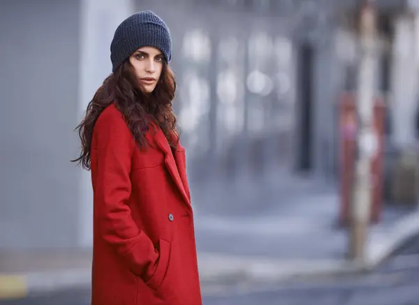 Vinter Jacka Och Kvinna Med Mode Staden För Resor Och — Stockfoto