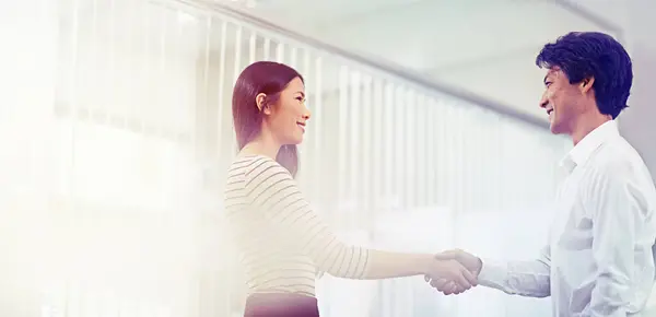 Business People Handshake Welcome Promotion B2B Agreement Employee Collaboration Office — Stock Photo, Image