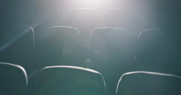 Puste Kino Miejsce Światłami Rozrywką Teatrem Filmem Rzędem Film Flara — Wideo stockowe