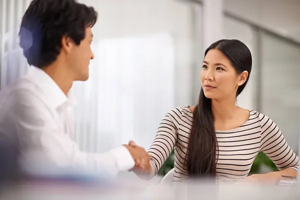 Business People Handshake Agreement Colleague Meeting Deal Together Office Young — Stock Photo, Image
