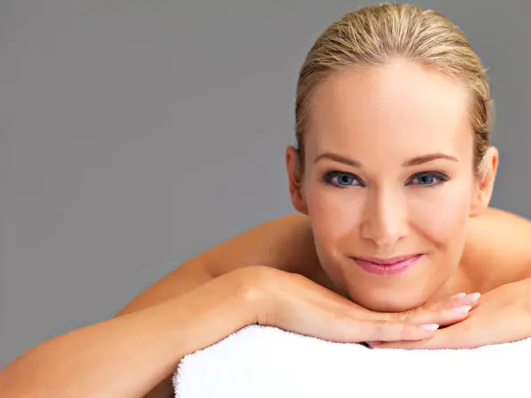 Woman Massage Spa Portrait Treatment Destress Wellness Physical Therapy Luxury Stock Image