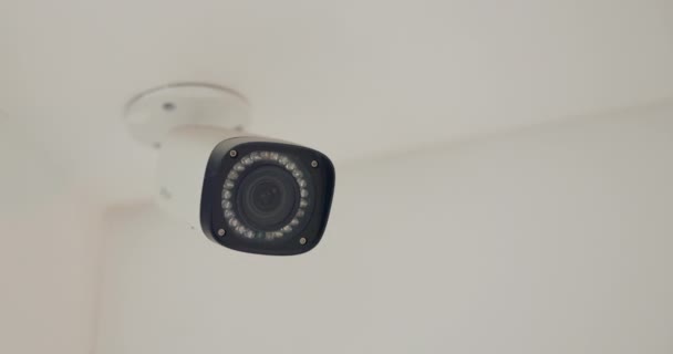 Безопасность Безопасность Камера Пустой Комнате Наблюдения Мониторинга Записи Имущества Шпионские — стоковое видео