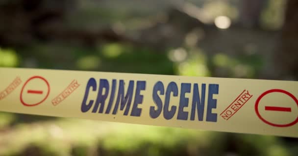 Policja Żółta Linia Miejsce Zbrodni Zewnątrz Morderstwo Zabójstwo Zastrzeżony Obszar — Wideo stockowe