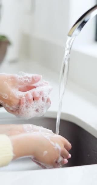 Ruce Dřez Čištění Bakterií Mýdlem Drahokamy Zdravotní Péče Ochrana Před — Stock video