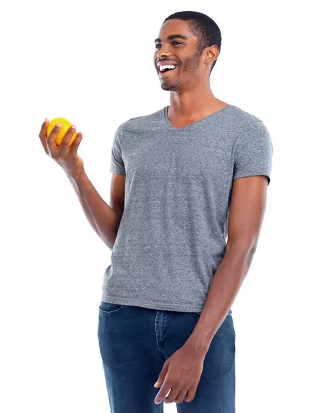 Man Lemon Fruit Healthy Fresh Diet Immune System Vitamin African — Stock Photo, Image