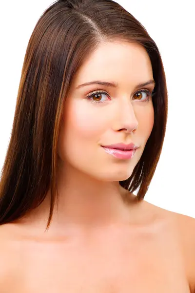 Woman Portrait Hair Beauty Glow Smile Keratin Shampoo Cosmetic Care — Stock Photo, Image
