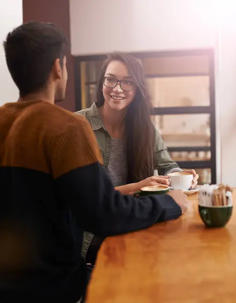 Coffee Shop Love Couple Date Drink Conversation Talking Chatting Bonding — Stock Photo, Image