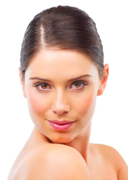 Donna Viso Pelle Bellezza Naturale Bagliore Sano Benessere Dermatologia Isolata — Foto Stock