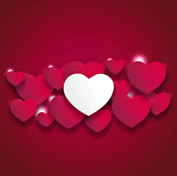 ロマンスや献身 赤い背景のためのイラスト ハート シンボルコレクション バレンタインデーのお祝い 親切さと平和のための抽象的な芸術のための形 愛とアイコン — ストック写真