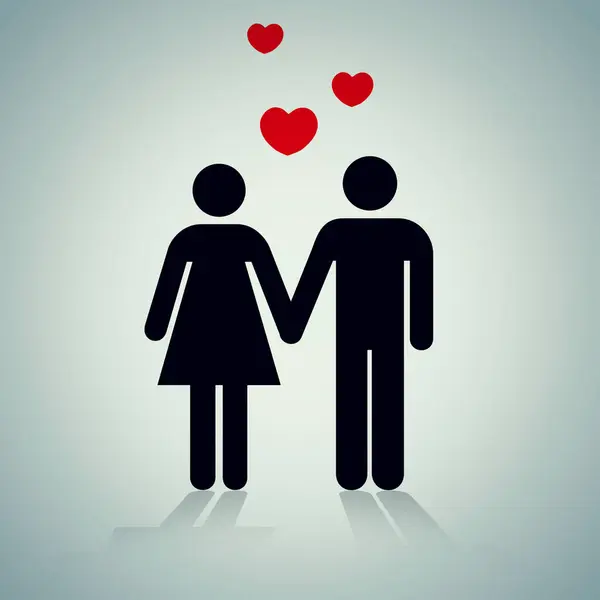 Zorg Paar Cartoon Van Hart Voor Liefde Voor Ondersteuning Valentijnsdag — Stockfoto