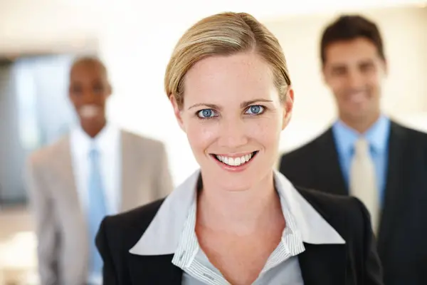 Lawyer Smile Portrait Businesswoman Law Firm Team Building Meeting Legal — Stock Photo, Image