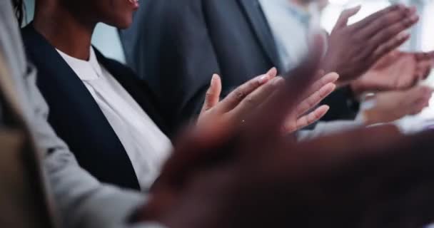 Elleri Alkışları Adamlarını Övmek Desteklemek Toplantıda Seminerde Başarı Başarı Kurumsal — Stok video