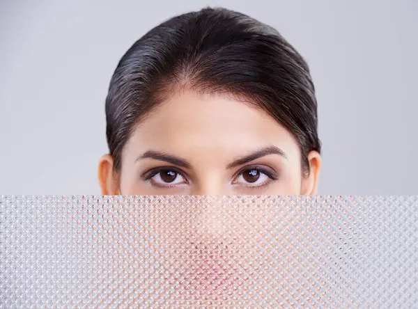Woman Face Eyes Makeup Studio Mascara Skincare Eyeshadow Female Model — Stock Photo, Image