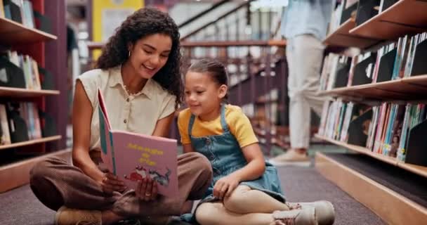 Teacher Kid Book Library Support Reading Future Growth Knowledge Woman — Stock Video