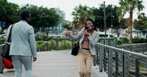 Negócios Livre Dança Com Mulher Negra Celebração Animado Com Prêmio — Vídeo de Stock