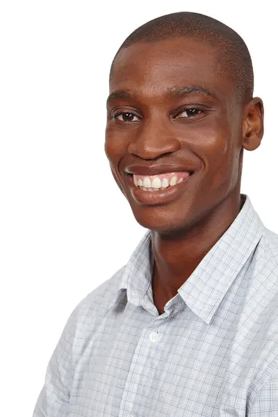 Retrato Hombre Seguro Negro Como Sonrisa Ambición Oportunidad Educación Erudición — Foto de Stock