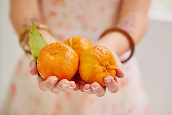 Vitamin Citrus Tangerine Fruit Wellness Cardiovascular Health Fiber Home Nutrition — Stock Photo, Image