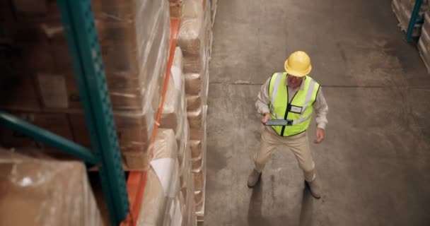 Werknemer Magazijn Dans Voor Logistieke Distributie Supply Chain Verzending Opslag — Stockvideo