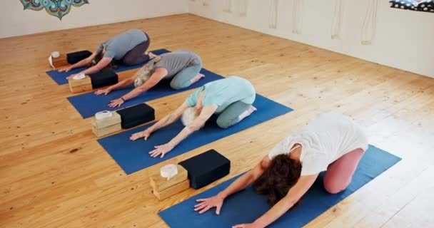 Femme Cours Yoga Tapis Avec Groupe Pour Bien Être Spirituel — Video