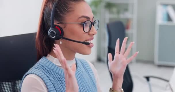 Call Center Headset Mulher Consultor Atendimento Cliente Escritório Para Consulta — Vídeo de Stock