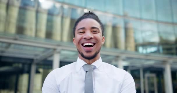 Homem Negro Negócios Rir Carreira Emprego Oportunidade Trabalhar Empresa Startup — Vídeo de Stock