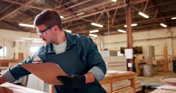 Carpinteiro Escrita Madeira Para Inicialização Fabricação Construção Produtos Handyman Oficina — Vídeo de Stock