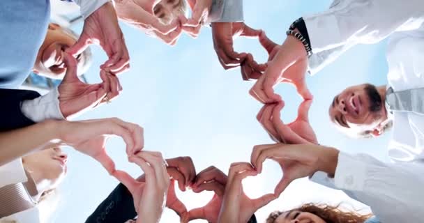 Love Wellness Business People Heart Hands Care Gesture Sky Community — Stock Video